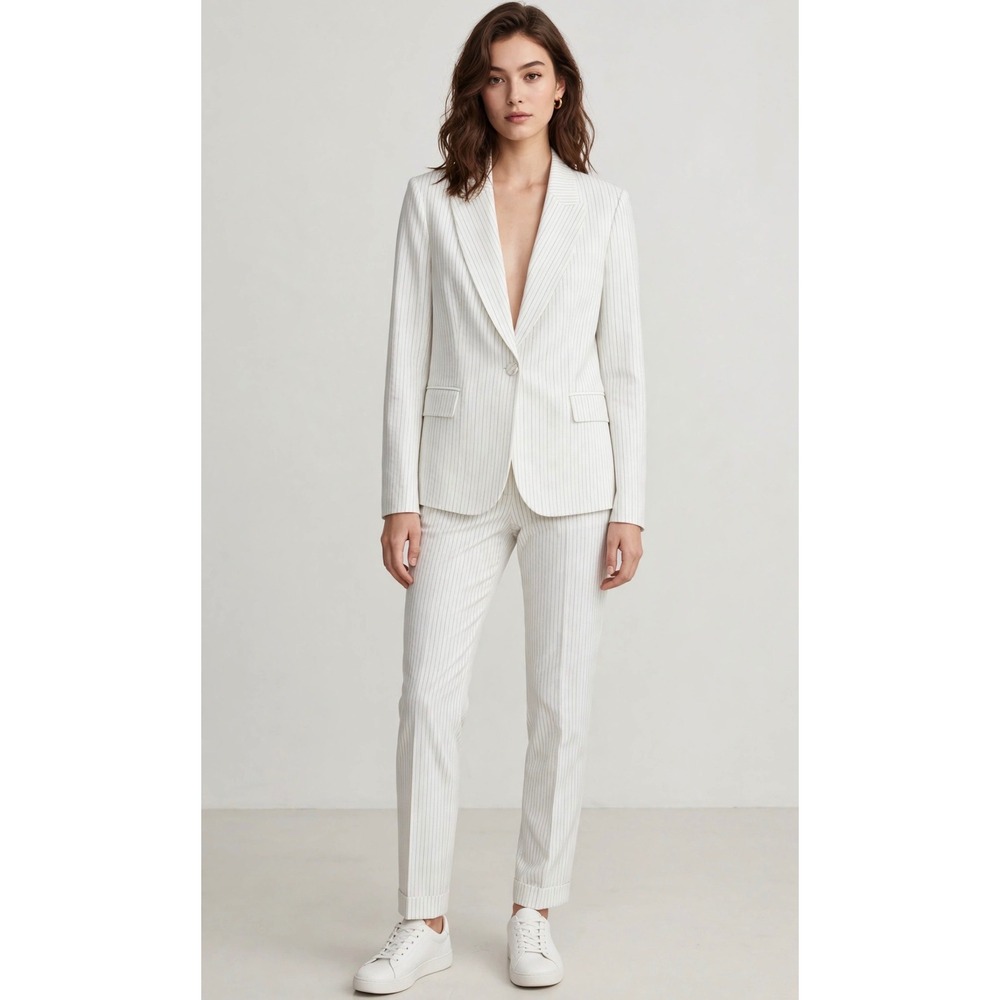Joie White Pinstripe Blazer and Pants Suit Set Size 8 NEW